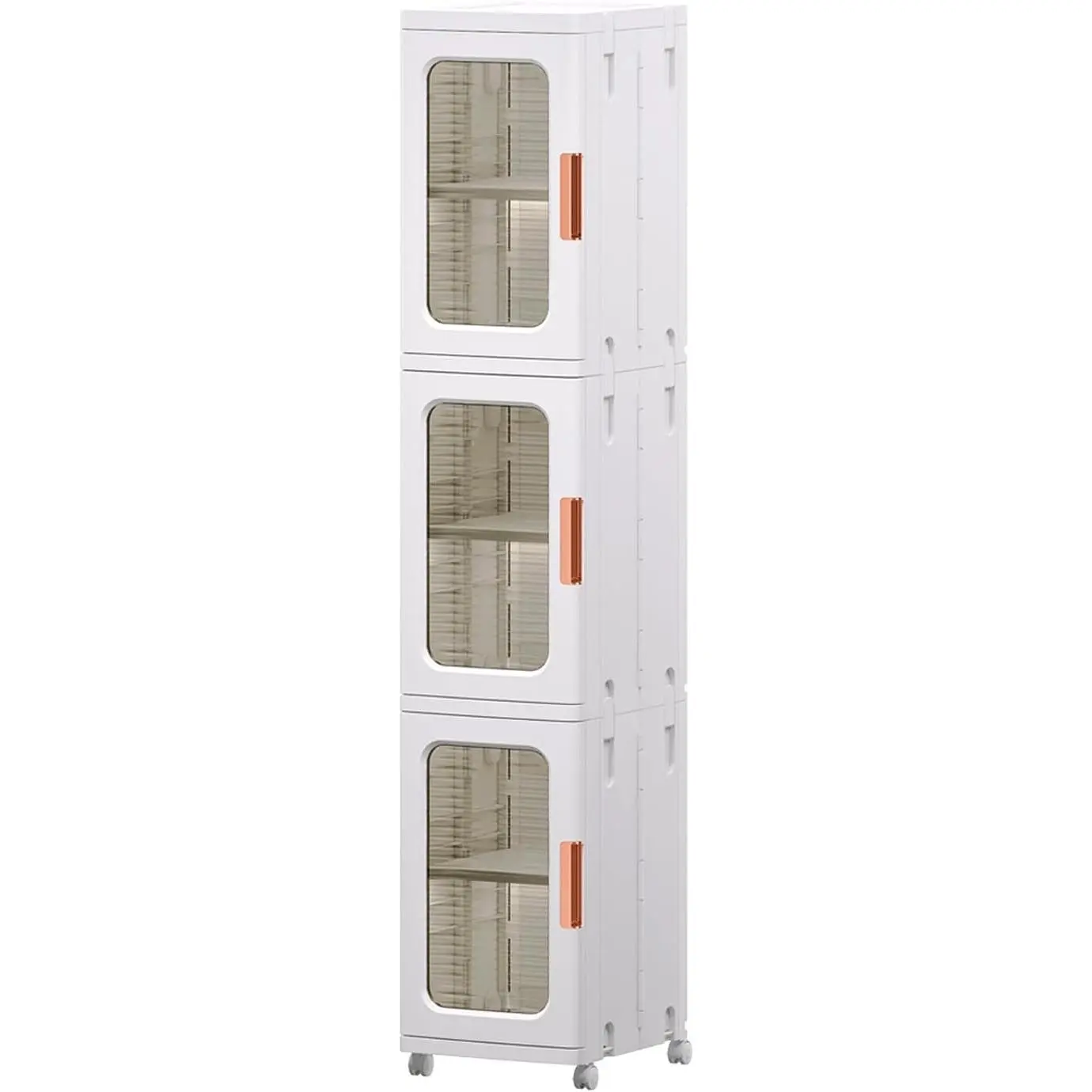 Narrow Tall Skinny Bathroom Kitchen Cabinet with Doors, Shelves and Adjustable Shelf - Toilet Paper Storage Linen Closet 3 Layer (White)