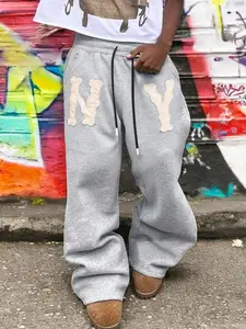 Oversized NY Graphic Joggers, Loose Fit Unisex Casual Pants for Street Style Outfits, Gym, and Lounge