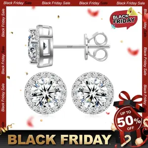 Dazzling 5mm Halo Stud Earrings Brilliant Round D Color VVS1 Synthetic Moissanite  Lab-Grown Luxury with 18K Gold Plating Hypoallergenic Comfort Earrings