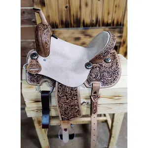 FLORAL TOOLED 15" TRAILS END SADDLERY BARREL SADDLE