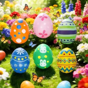 Easter Inflatable Colorful Eggs Decoration, Outdoor Garden Lawn Decor, Indoor Holiday Party Supplies, Easter Yard Ornament