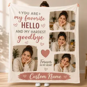 Custom Photo Collage Blanket With Text Personalized Picture Throw Blanket Memorial Keepsake Gift for Family Friends Couples Birthday Anniversary Home Decor Blanket