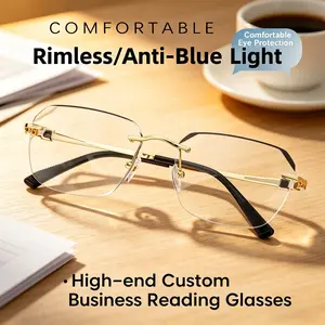 The Modern Minimalist Frameless Blue Blocking Reading Glasses, Ultra-Light Metal Build, Blue Light Defense for Focused Work, Gaming & Everyday Wear Comfortable fit and super clear lenses