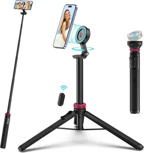 61'' Magnetic Selfie Stick Phone Tripod with Wireless Remote, Extendable Cell Phone Holder Stand, Compatible with Magsafe, Cellphone Tripod for Iphone 17 16 15 14 13 12 and Android Phones ULANZI