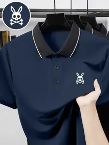 Men's Quick-Dry Polo Shirt Casual with Geometric Pattern, Breathable Fabric, Durable Stretch, Short Sleeve Sporty Style Drip Polo