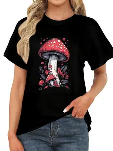 Mushroom T-Shirt for Women Funny Cute Vintage Mushroom Graphic Tees Tops Women T-shirt Women 100% T-shirt Unisex Clothing Everyday Essentials Soft Fabric T-Shirt Gifts Valentine'S Day, Easter, Father'S Day, Mother'S Day