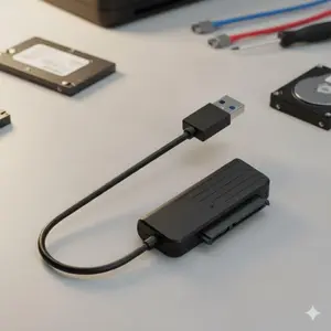 USB 3.0 to SATA III Adapter, USB-C to SATA Cable with UASP Support for 2.5" SSD & HDD, Plug & Play, Compatible with Windows, Mac, Linux, Android OTG, PC, Laptop, and Smartphone Data Transfer and Storage Expansion.