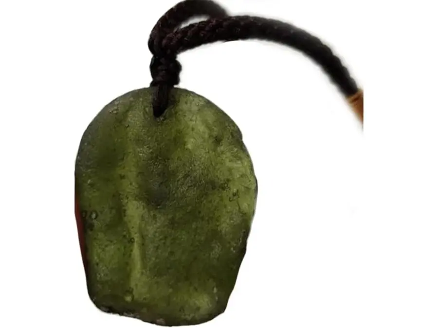 Moldavite Aerolitesl Crystal,Raw Stone Pendant Czech Meteorite Pendants,Rough Gemstone Rope Necklace