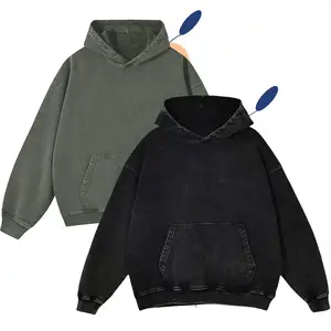 Acid Wash Hoodie Oversized Vintage Hoodie Unisex Heavy Weight Hoodie Distress Hoodies for Men Women Couples with Pockets
