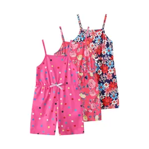 3-piece girl summer fashion jumpsuit printed casual vest jumpsuit 4-12-year-old girl elastic waist sleeveless children jumpsuit