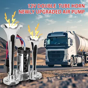 Dual Trumpet Air  Kit 12V Super Loud 135dB Electric  with Compressor for Cars SUV RV Trucks Motorcycles Off-Road Vehicles Ships sun shade PA System Microphone and Speaker
