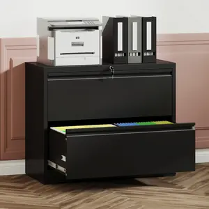2 Drawer Lateral File Cabinet with Lock – Heavy-Duty Metal Filing Cabinet for Home Office, Space-Saving Wide Storage for Letter/Legal/A4/F4, Silent Full-Extension Slides, Easy-Assembly