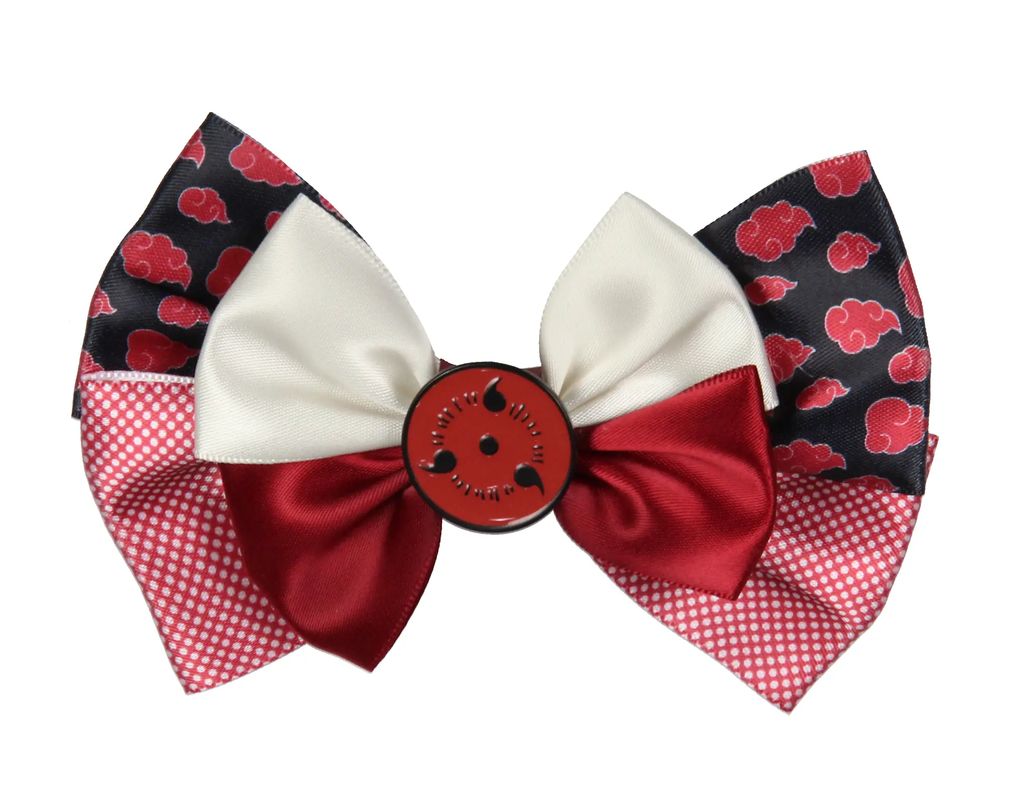 Naruto Shippuden Akatsuki Red Cloud Design Hidden Leaf Charm Alligator Hair Clip Accessory Hair Bow, Bows For Hair, Fashion Hair Accessories