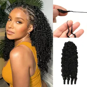 Burmese Curly Pre Separated Crochet Human Hair Feather Crochet Human Hair Extension Natural Black Lightweight 60g Packs Full Look