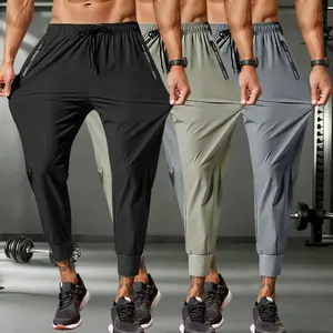 Men's Spring/Summer 3-Piece Set with Breathable Sporty Bottoms, Long Pants, Zippered Pockets, Drawstring Waistband, Stretch Fabric for Running, Workouts