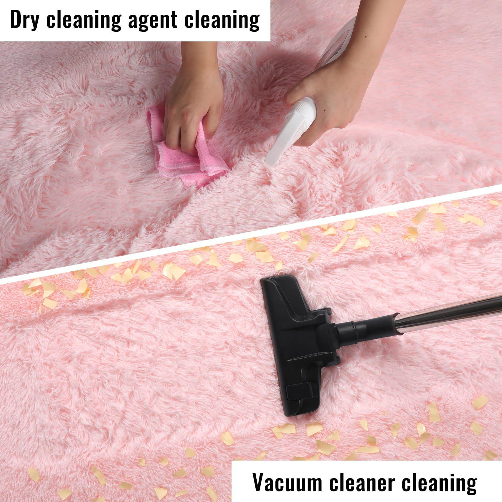 【Back to School】Ultra Soft Pink Shaggy Area Rug, Fluffy Cloud-Like Plush Carpet for Bedroom Living Room, Non-Slip Indoor Floor Rug for Girls Room Dorm Apartment, Cozy Aesthetic Home Decor Essentials, Multi-Size