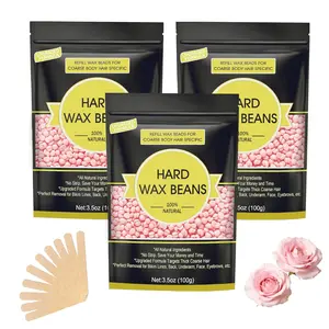 Wax Beads for Hair Removal, 10.5oz Hard Wax Beans Coarse Hair Waxing Beads for Face, Eyebrow, Bikini Brazilian for Women Men with 10 Applicators (3 Rose)