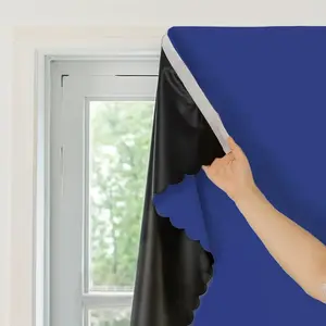 1pc 100% Blackout Curtain, Portable No-Drill Easy Installation Drapes, Minimalist Style Bedroom Window Covering, UV Protection Windproof Privacy Control