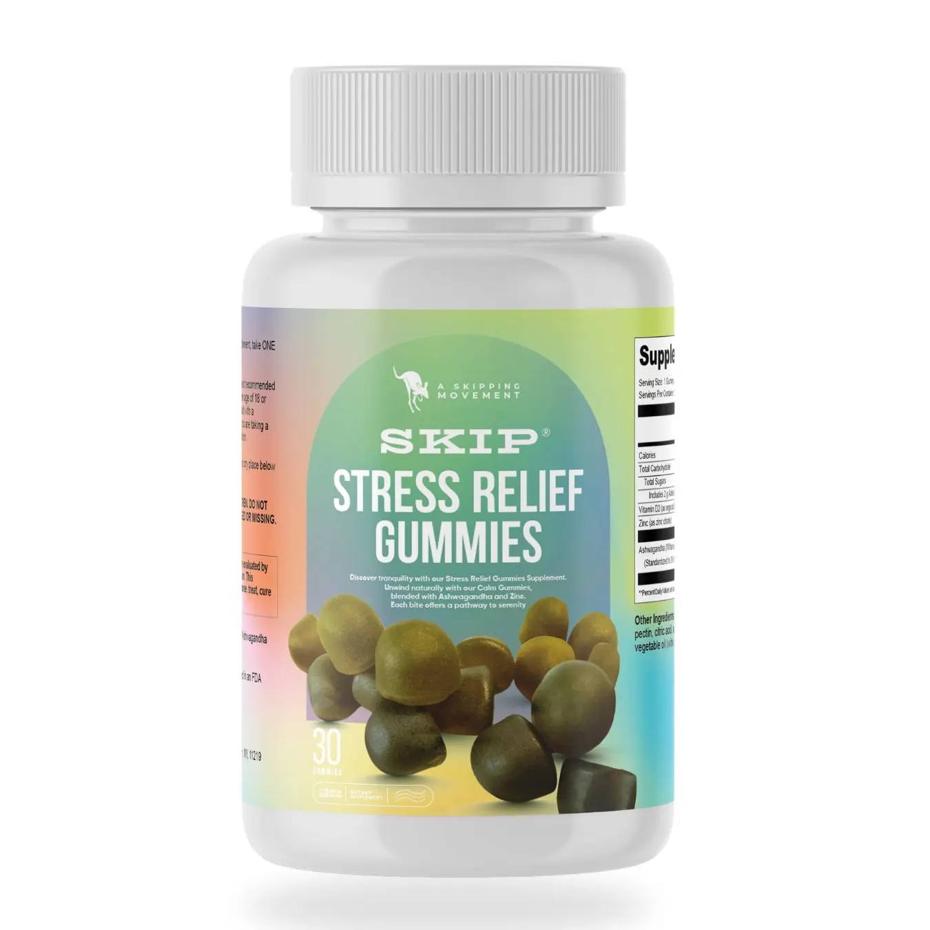 SKIP Goodbye Stress  Relief Gummies supplement filled with vitamins Dietary Edible Natural Ashwagandha Zinc      Health  Healthcare Stress Relief Supplement Ashwagandha Gummies for Women & Men - Natural Calm Gummies with Ashwagandha, Vitamin C Zinc