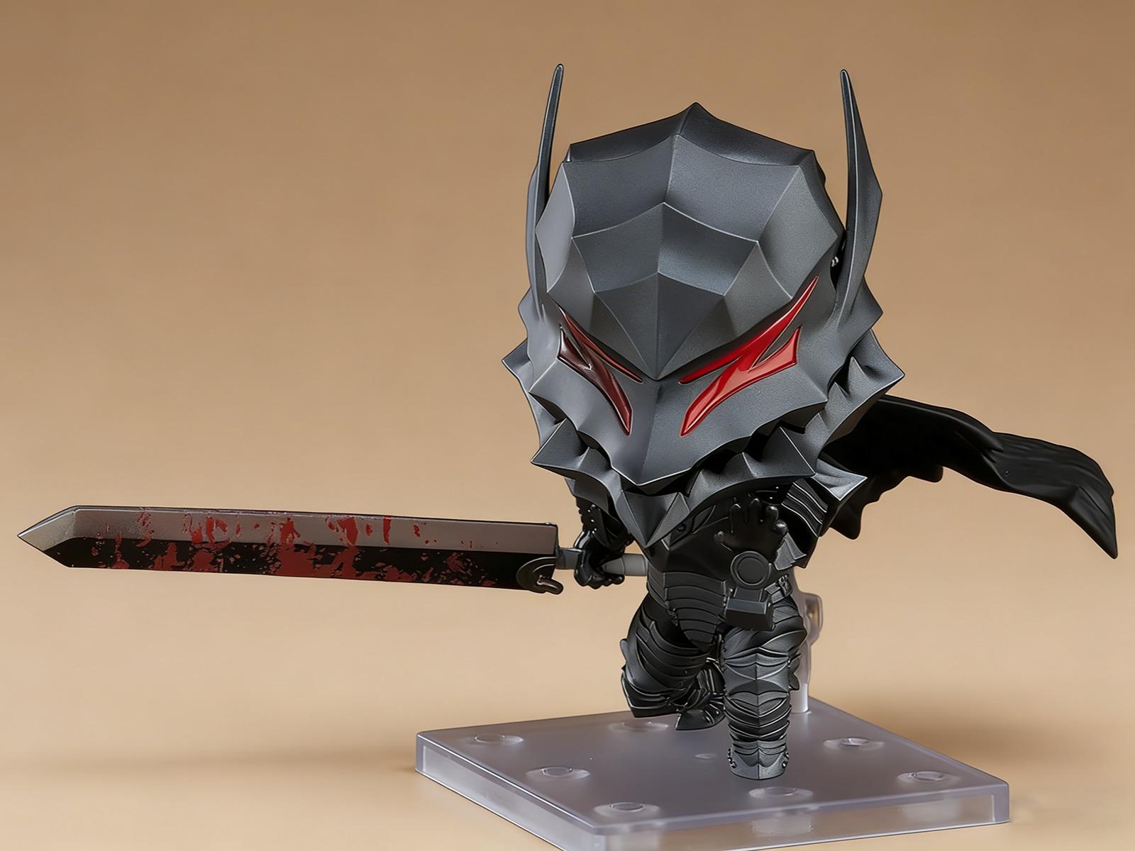 Q Version Berserk Guts #2134 & #2830 Berserker Armor Action Figure Set, Interchangeable Face Anime Collectible Model Toy