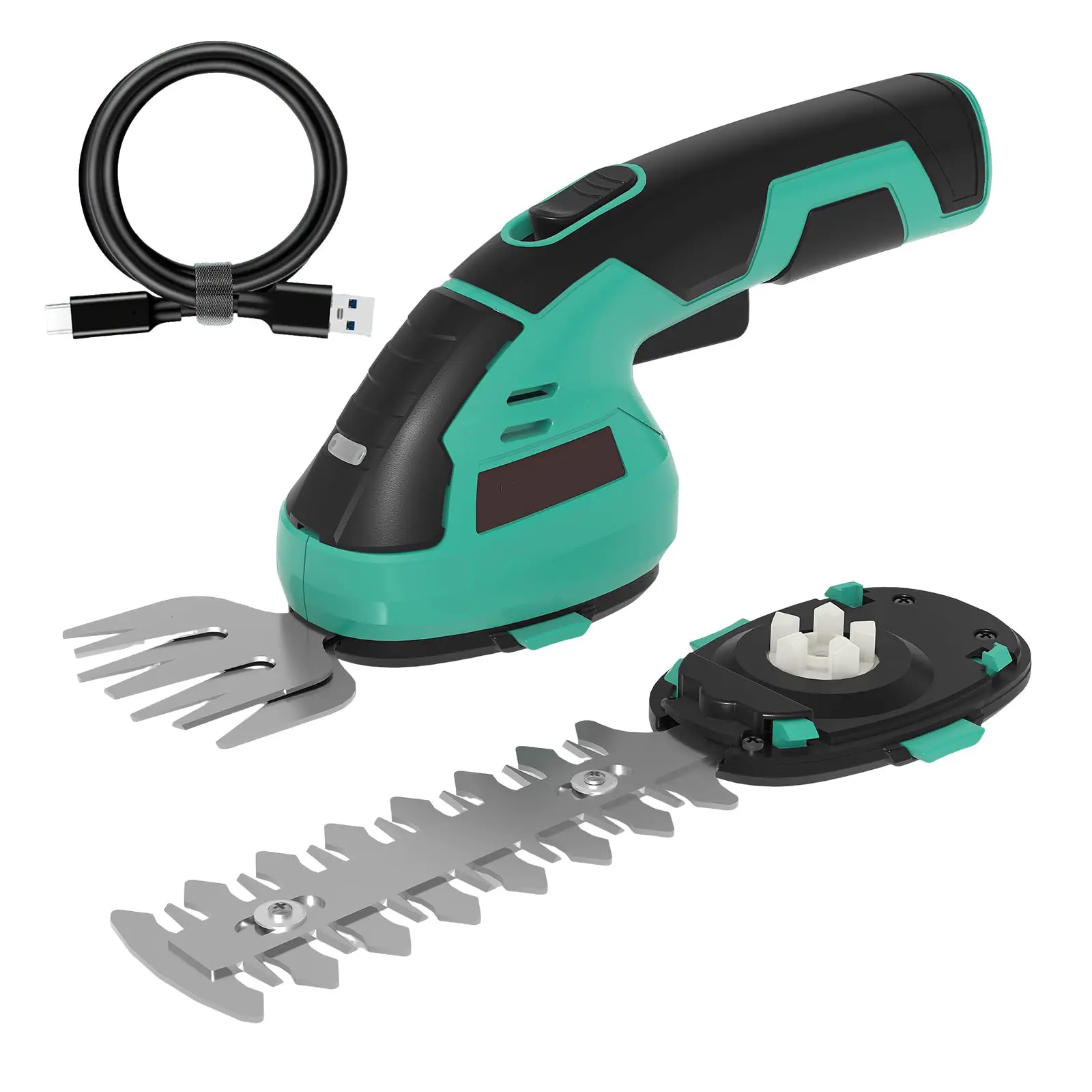 2-in-1 Cordless Grass Shear & Hedge Trimmer | 7.2V Rechargeable Handheld Cutter with Lithium-Ion Battery & Type-C Cable Included