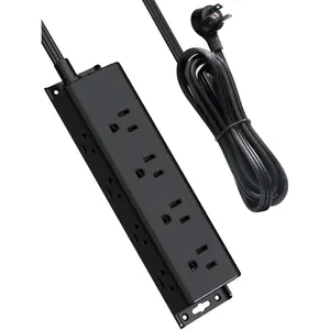 Surge Protector Power Strip - 12 Widely Spaced Multi Outlets, Wall Mount, 3 Side Outlet Extender with Extension Cord, Flat Plug, Overload Protection,  Office Dorm Room Essentials (5FT, Black)