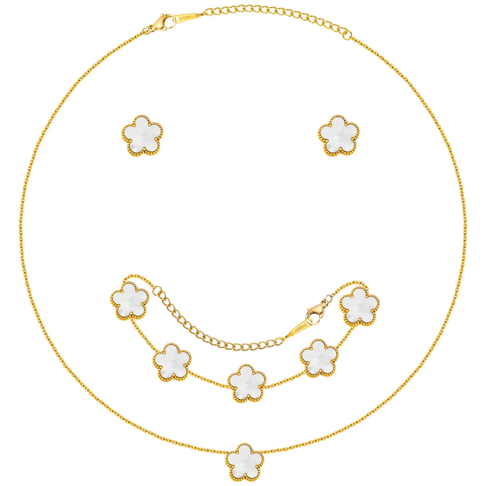 VNOX 18 K Gold Plated mothers day gifts ideas Flower design jewelry sets , Elegant Necklace & Bracelet bangle & Stud Earrings , Stainless Steel Non Tarnish Floral Pendant , Hypoallergenic , Everyday Fashion Accessory , Valentine's Day Gift
