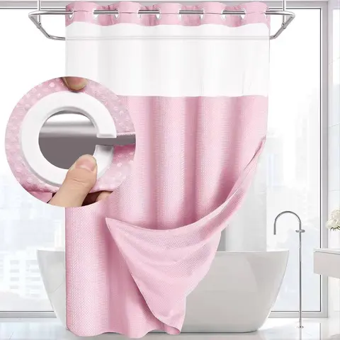 Classic Double-Layer Hookless Shower Curtain Sets - Solid Opaque Grey, Wall-Mounted Adjustable Straight Bathtub Partition, Leakproof, Splash-Block Wall, Floor-Drying, Hotel-Style Divider for Home Bathrooms