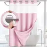 Classic Double-Layer Hookless Shower Curtain Sets - Solid Opaque Grey, Wall-Mounted Adjustable Straight Bathtub Partition, Leakproof, Splash-Block Wall, Floor-Drying, Hotel-Style Divider for Home Bathrooms