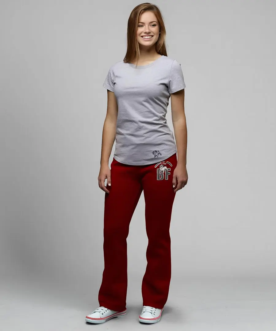 Bulldog Pompeian Red Heritage Sweatpants - Soft Fitted Bottoms for Women, Adjustable Fit, Minimalist Style, All Seasons Wear Fabric, Customized Loungewear Basic with Striking Logo Detail
