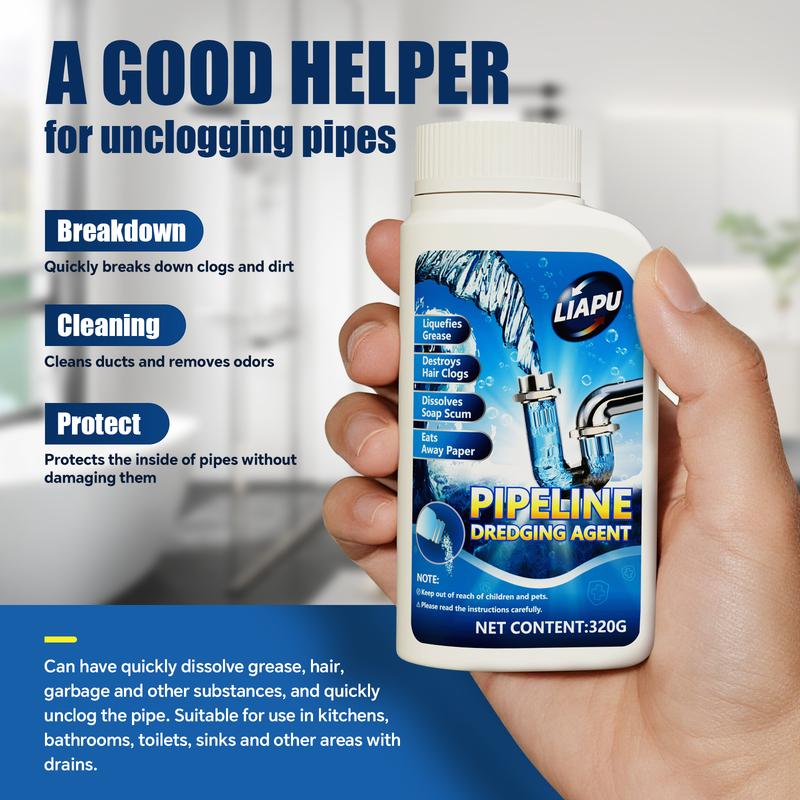 Powerful Pipe Dredging Agent for Kitchen and Toilet Pipelines - Dissolves 200+ Blockages and Kills 99% of Bacteria