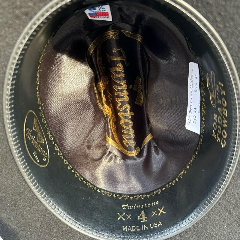 Texana Twinstone 4X Estilo Joan Sebastián Classic Black Felt Cowboy Hat with Wide Brim