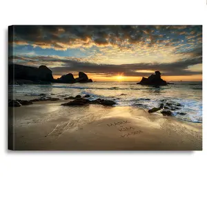 Love on Beach Personalized Canvas Print Canvas Prints Gift,includes Names and the Special Date Unique Gift for the Wedding Anniversary.