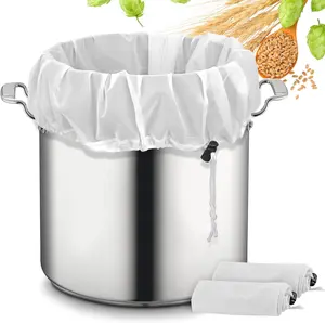 2 Pack Extra Large Brew Bags - 26"x22", 250 Micron Fine Mesh Strainer, Non-Toxic Polyester, Adjustable Drawstring for Home Brewing Supplies