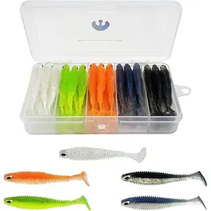 Soft Fishing Lures, 6.5cm/8cm Paddle Tail Swimbaits Soft Plastic Lures Kit for Bass Trout Walleye Crappie 30 count/40pcs...