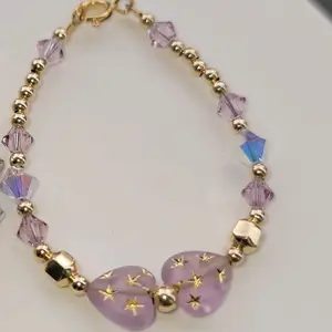 Diva ️ Love 14kt Gold-Filled Handmade Beaded Bracelet for Infants and Toddlers with Decorative Stones and Charms, No Tarnishing, Gold-Filled