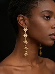 18k Gold Plated Four-Leaf Clover Chain, Stainless Steel Vacuum Electroplating, Versatile DIY Jewelry Accessories