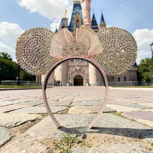 Pink bling mouse ears headband