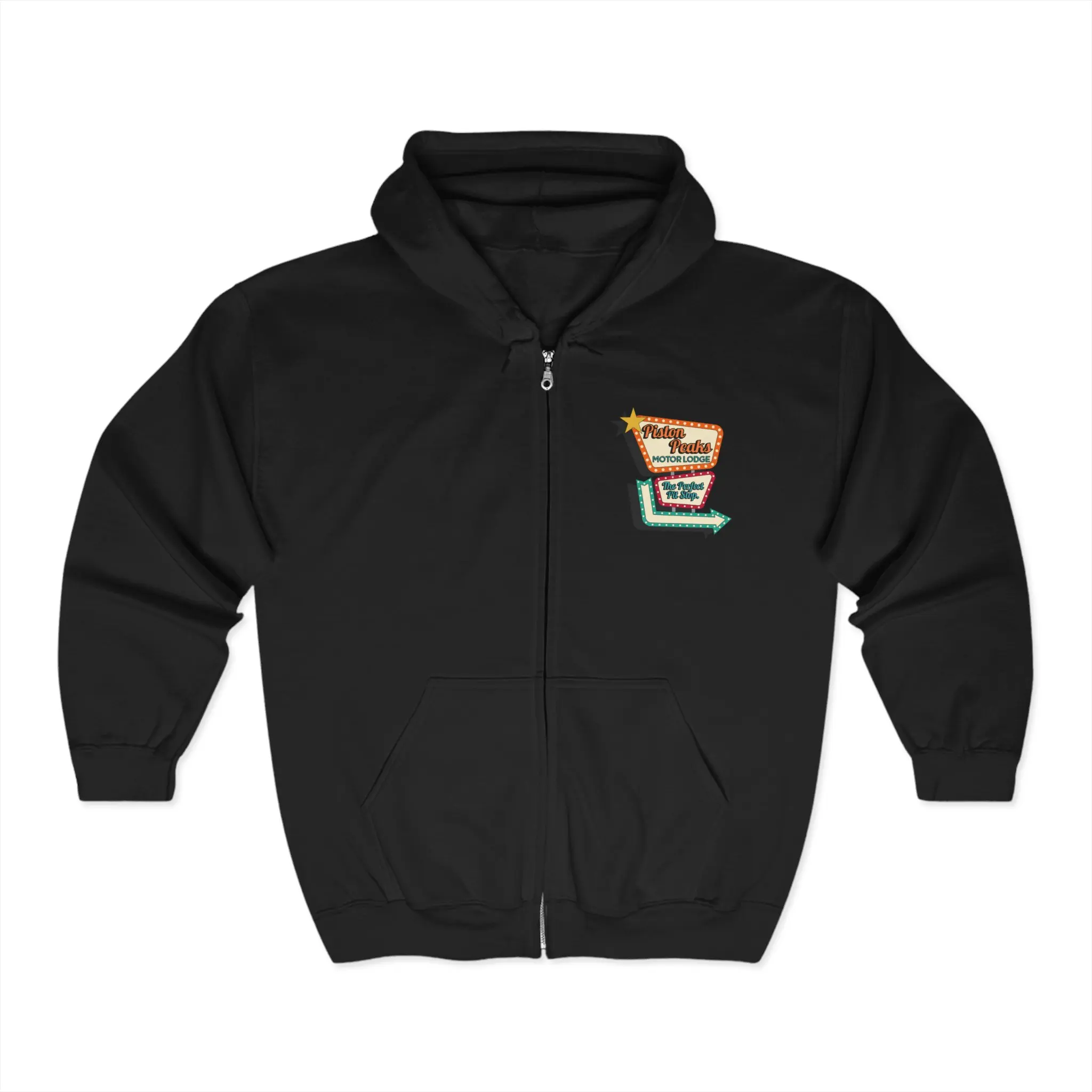 Vintage Disneyland Cars Land Zip Up Hoodie, Retro Motel Sign Graphic Sweatshirt, Unisex Hooded Jacket, California Adventure Theme, Travel