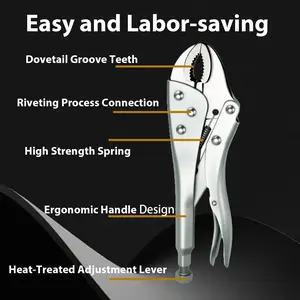 10-Inch Locking Pliers with Wire Cutter - Heavy Duty Curved Jaw Vise Grips, Forged from Carbon Steel, Hardened Jaws for Secure Hold, Trigger Release Function