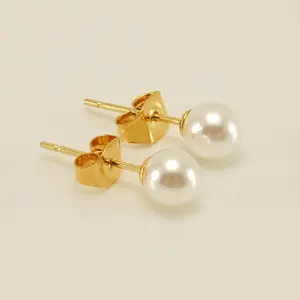 Sterling Silver Natural Freshwater Pearl Stud Earrings S925 Durable Elegance Youth Fashion Versatile Secure Post-Back Closure