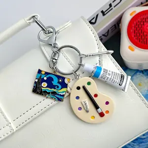 The Starry Night Van Gogh Oil Painting Keychain Painter Art Student Key Ring Unique Birthday Gift