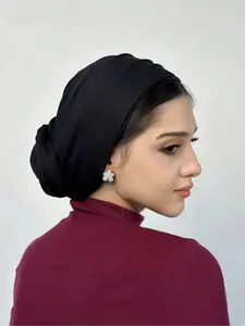 Women's Solid Color Viscose Hijab Turban Neck Gaiter, Elastic Silky Inner Cap, Thick & Soft Fabric, Ideal for Daily Headscarf Wear