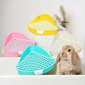 Durable Plastic Triangular Corner Litter Basin for Small Pets - Suitable for Rabbits, Guinea Pigs, and Chinchillas