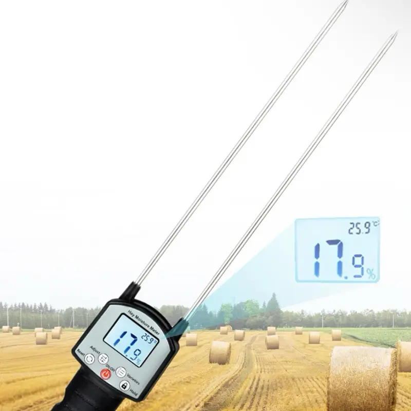 Portable Hay Moisture Tester with Dual Probe and Automatic Temperature Compensation for Alfalfa, Forage, Orchard Grass Bales