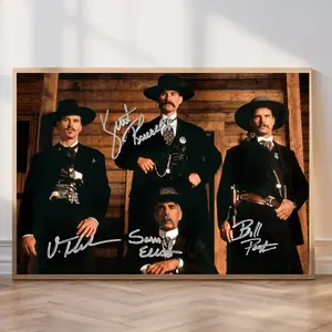 Holliday And Wyatt Earp Brothers Vintage Art Poster,Tombstone Movie Canvas Poster Wall Art Decor,Vintage Home Aesthetic Decor Canvas Print,HD Retro Printed Artwork,Waterproof Antique Style Household Wall Ornament