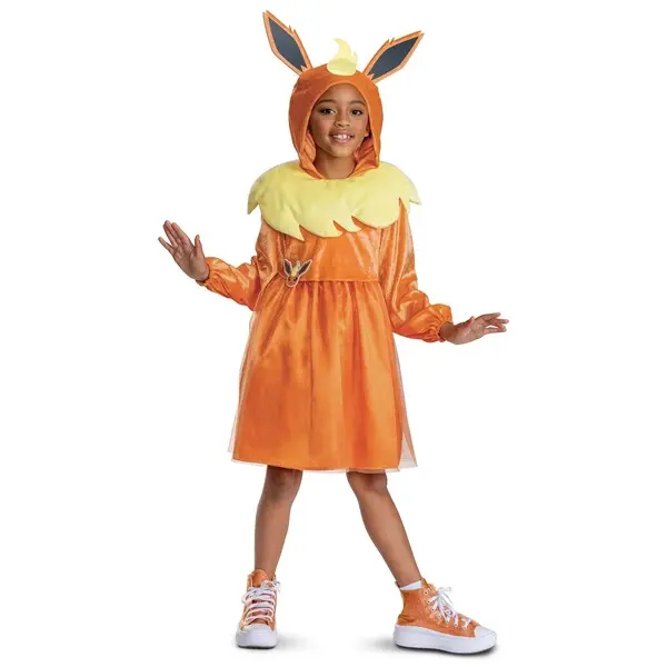 Girl's Pokémon Flareon Hooded Costume Dress