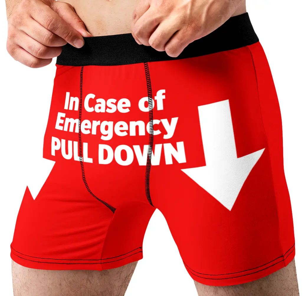 In Case of Emergency Pull Down Funny Men's Boxer Briefs Novelty Underwear