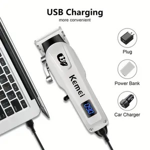 Kemei 232 Professional Cordless Hair Trimmer for Men, USB Rechargeable with 900mAh Lithium Battery, ABS Plastic Body, Includes Limit Comb, Ideal for Home and Salon Use