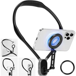 P-CPS08   Neck Phone Holder for Recording, Neck Tripod for iPhone, Magnetic Neck Chest Mount, Hands-Free POV Cell Phone Necklace Holder for iPhone 15 14 13 12 Series and All Android Phones